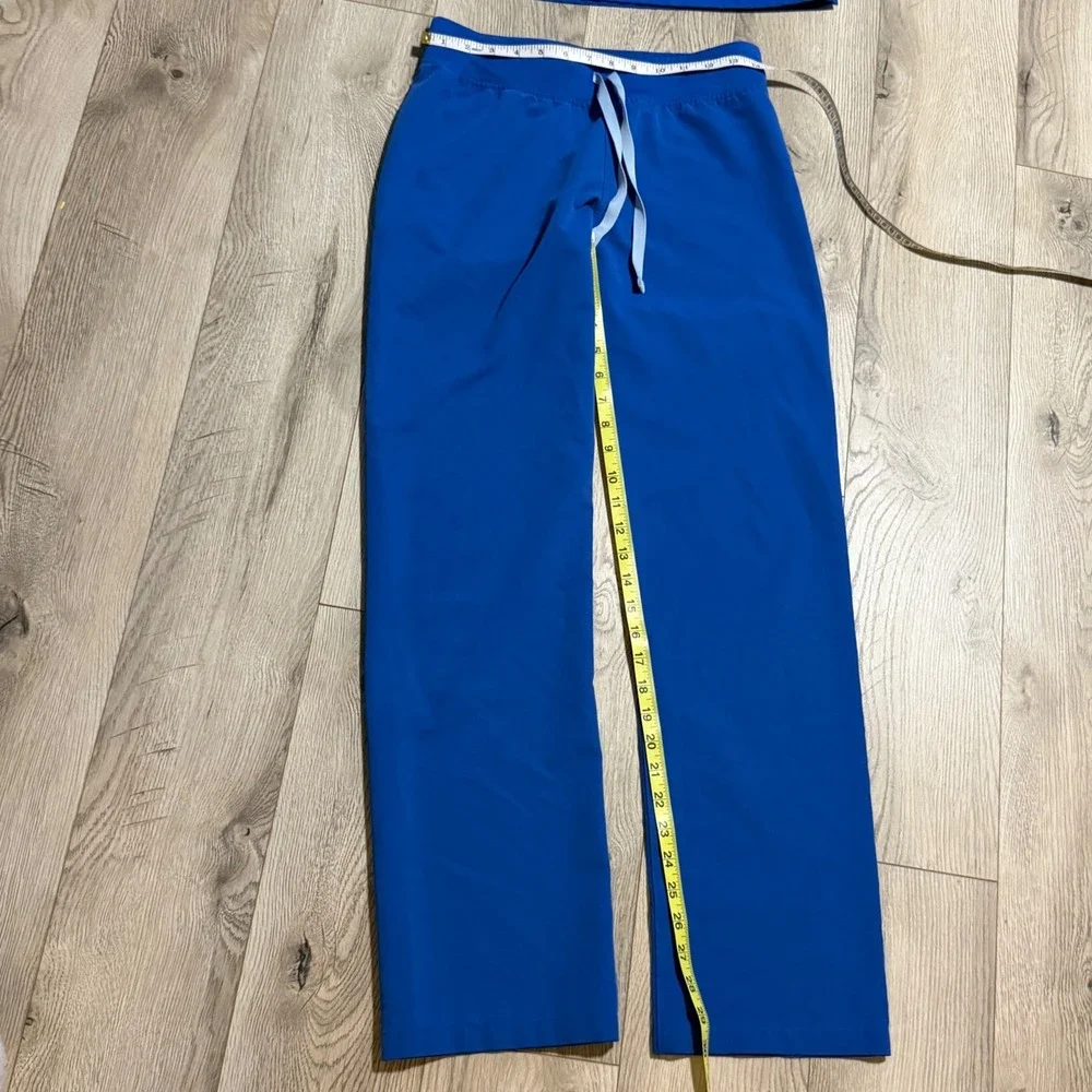 FIGS Scrub Set Royal Blue Casma Top XS Livingston Straight Leg Pants XS